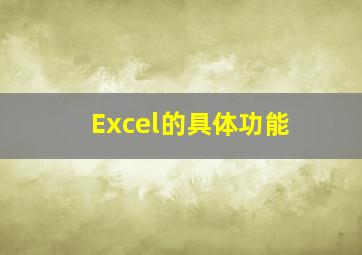 Excel的具体功能