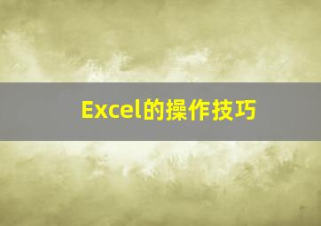 Excel的操作技巧