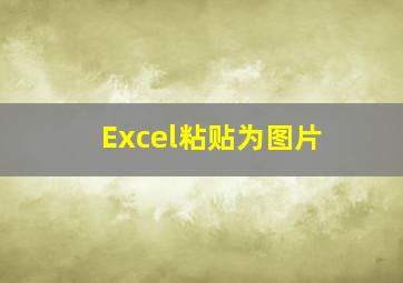 Excel粘贴为图片