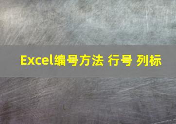 Excel编号方法 行号+列标