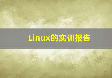 Linux的实训报告