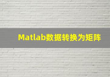 Matlab数据转换为矩阵