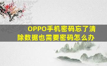 OPPO手机密码忘了清除数据也需要密码怎么办