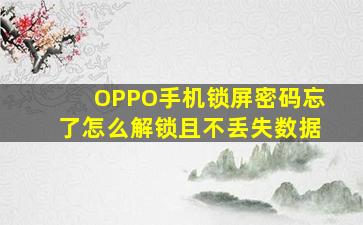 OPPO手机锁屏密码忘了怎么解锁且不丢失数据