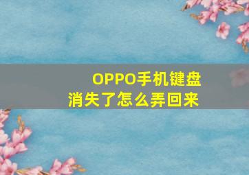 OPPO手机键盘消失了怎么弄回来