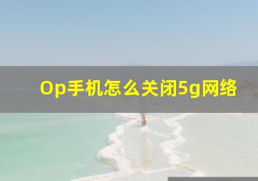 Op手机怎么关闭5g网络