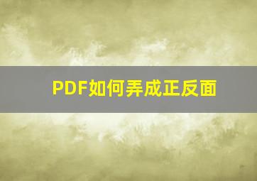 PDF如何弄成正反面