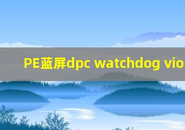 PE蓝屏dpc watchdog violation