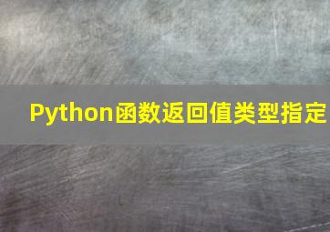 Python函数返回值类型指定