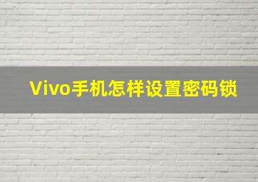 Vivo手机怎样设置密码锁