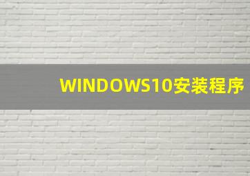 WINDOWS10安装程序