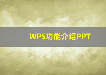 WPS功能介绍PPT