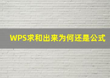 WPS求和出来为何还是公式