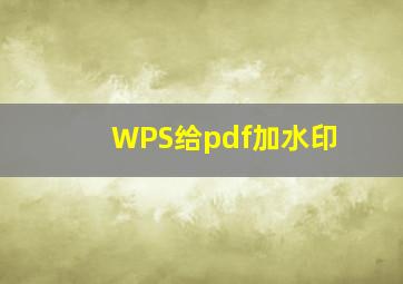 WPS给pdf加水印