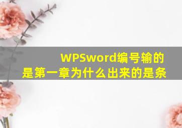 WPSword编号输的是第一章为什么出来的是条