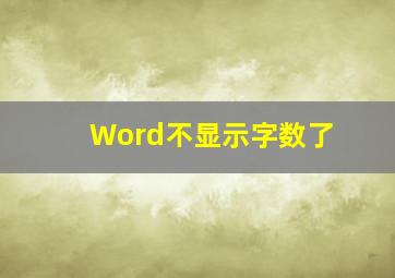 Word不显示字数了