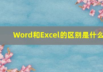 Word和Excel的区别是什么