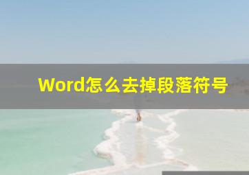 Word怎么去掉段落符号