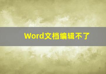 Word文档编辑不了