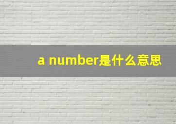 a number是什么意思