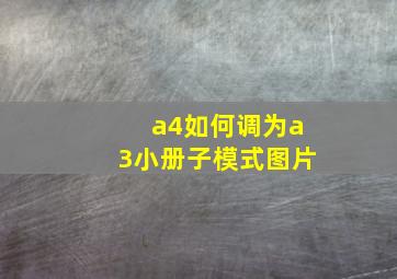 a4如何调为a3小册子模式图片