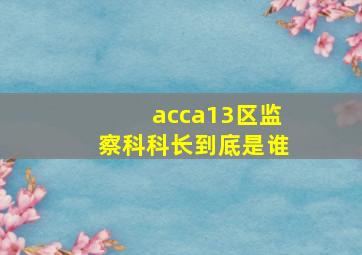 acca13区监察科科长到底是谁