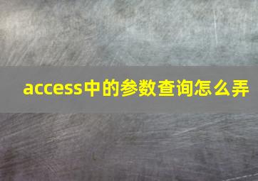 access中的参数查询怎么弄