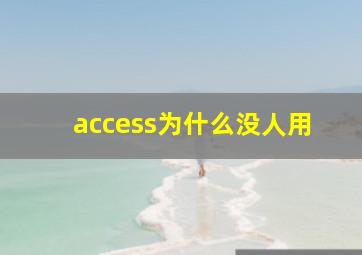 access为什么没人用