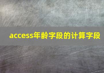 access年龄字段的计算字段