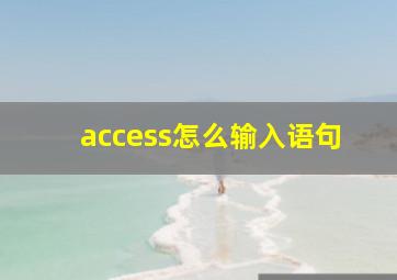 access怎么输入语句