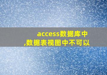 access数据库中,数据表视图中不可以