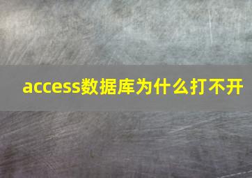 access数据库为什么打不开