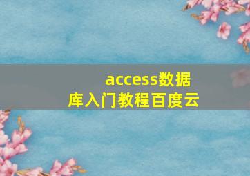 access数据库入门教程百度云