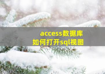 access数据库如何打开sql视图