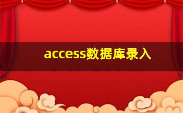 access数据库录入