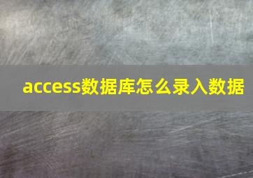 access数据库怎么录入数据