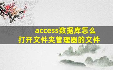 access数据库怎么打开文件夹管理器的文件