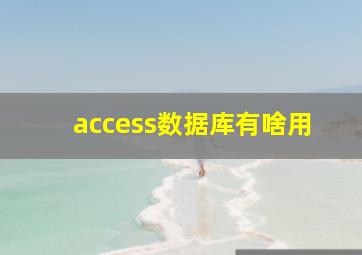 access数据库有啥用