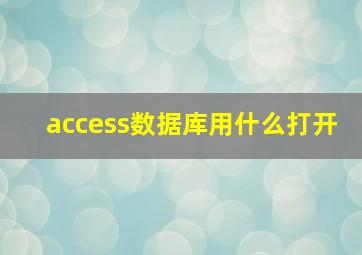 access数据库用什么打开