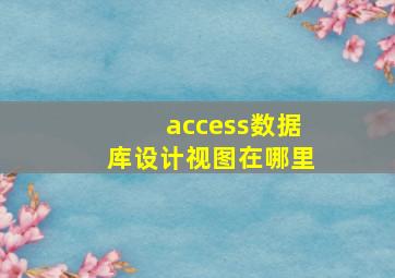 access数据库设计视图在哪里