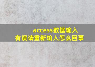 access数据输入有误请重新输入怎么回事