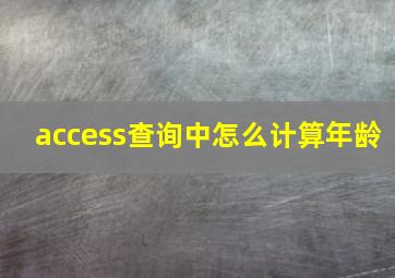 access查询中怎么计算年龄