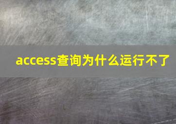 access查询为什么运行不了