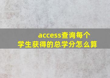 access查询每个学生获得的总学分怎么算