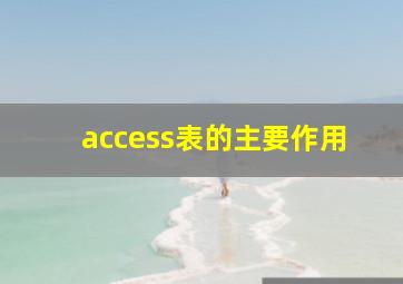 access表的主要作用