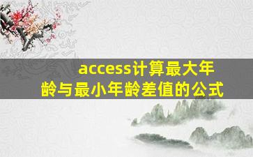 access计算最大年龄与最小年龄差值的公式