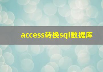 access转换sql数据库