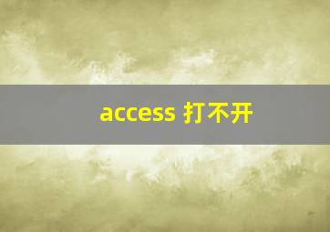 access 打不开