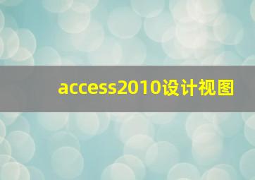 access2010设计视图