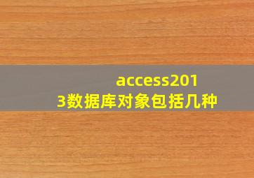 access2013数据库对象包括几种